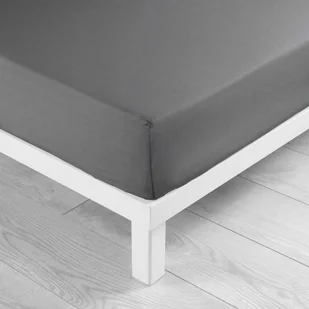 Antracytowe bawełniane prześcieradło z gumką 180x200 cm Lina – douceur d'intérieur - Prześcieradła - miniaturka - grafika 1