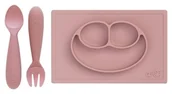 Zestawy naczyń dla dzieci - EZPZ Happy Mat 2w1 + Sztućce pastelowy róż - miniaturka - grafika 1