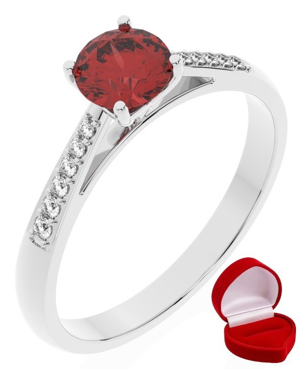 ZŁOTY PIERŚCIONEK ZARĘCZYNOWY 585 14k RUBIN 0,50 ct BIAŁE ZŁOTO R19