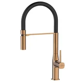 Baterie kuchenne - Laveo Bateria zlewozmywakowa z wylewką U czarna/różowe złoto POLLA BAP 878D - miniaturka - grafika 1