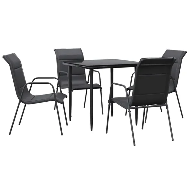 Zestaw Mebli Ogrodowych, Stół 80x80x74 cm, Krzesła 51x66x88 cm, Czarny/A