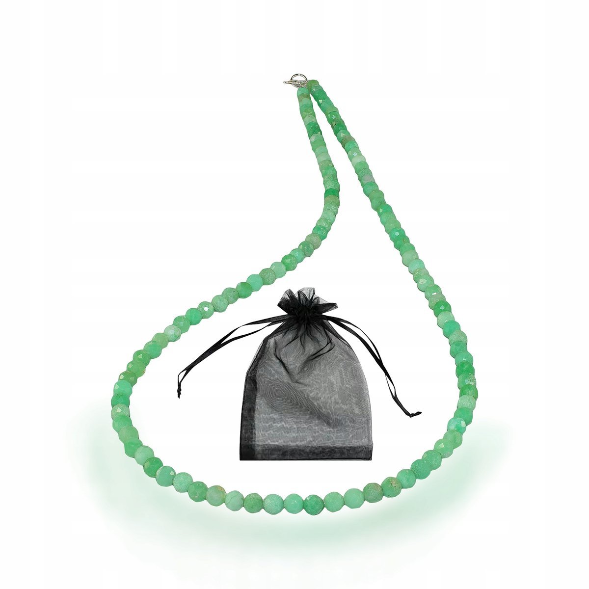 Naszyjnik z naturalnych fasetowanych zielonych chryzoprazów 4,5mm dł 43cm