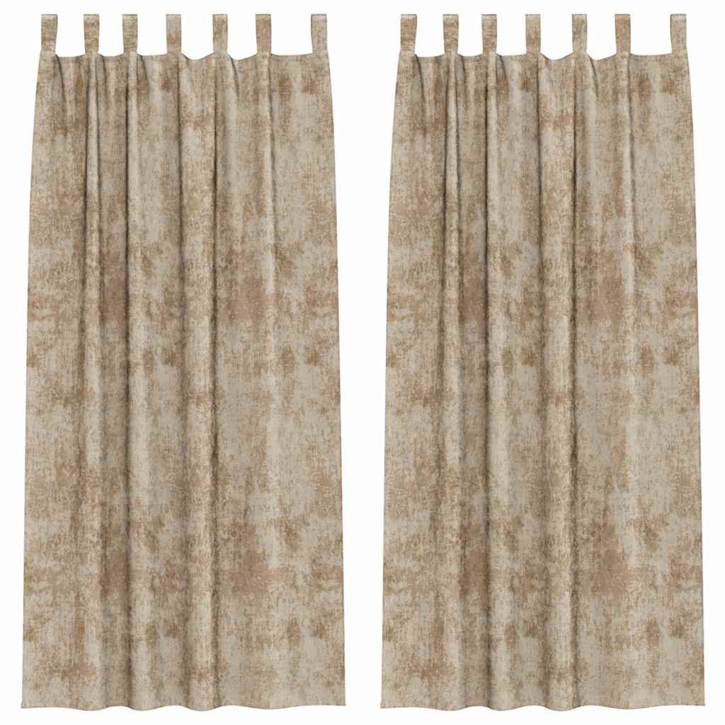 vidaXL Zasłona z zasłonami 2 pcs szampański 225 x 140 cm Aksamit