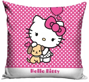 Poszewka na poduszki 40 x 40 cm kotek Hello Kitty z pieskiem velvet - Pościel dla dzieci - miniaturka - grafika 1