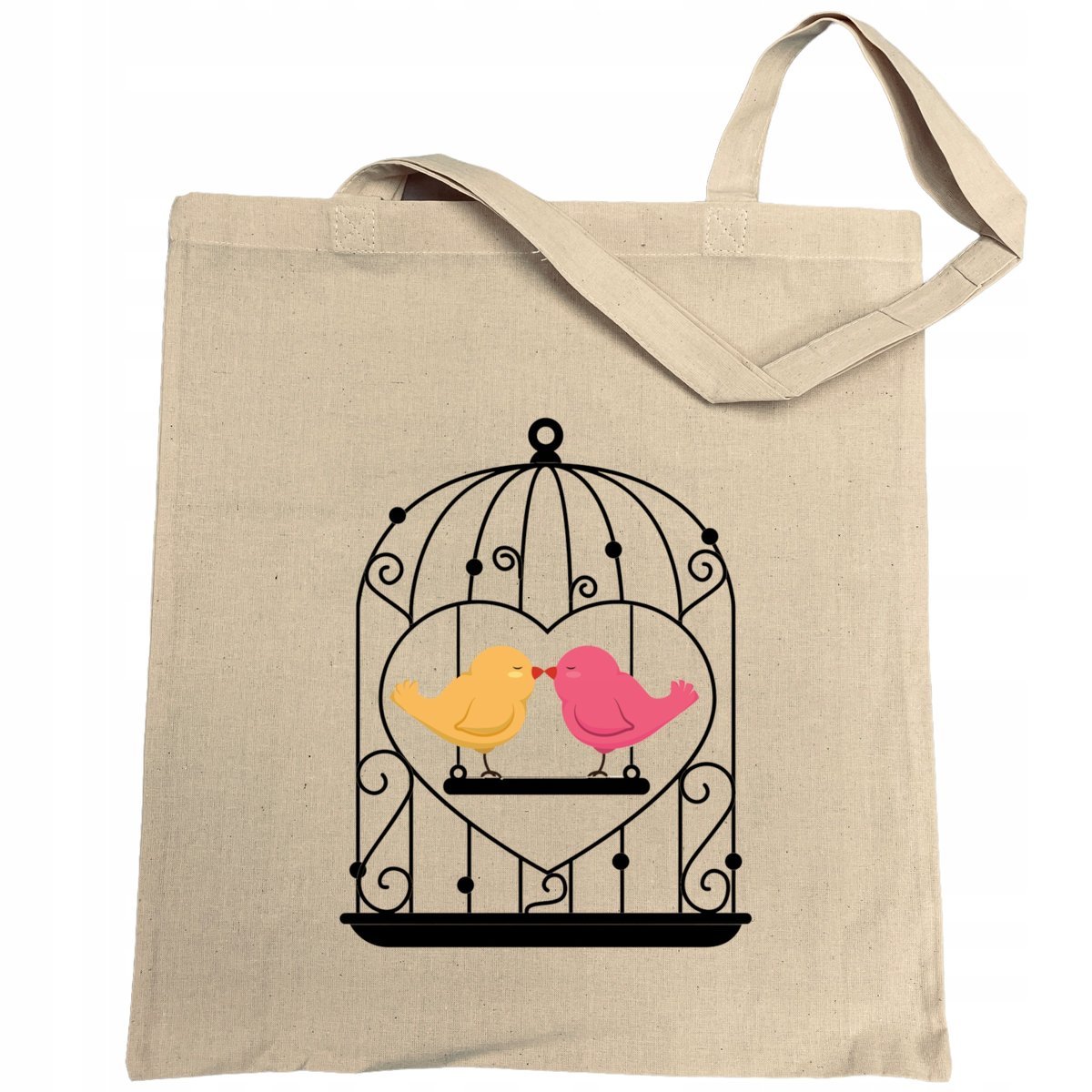 Walentynki Torba na zakupy nadruk Ptaszki w Klatce