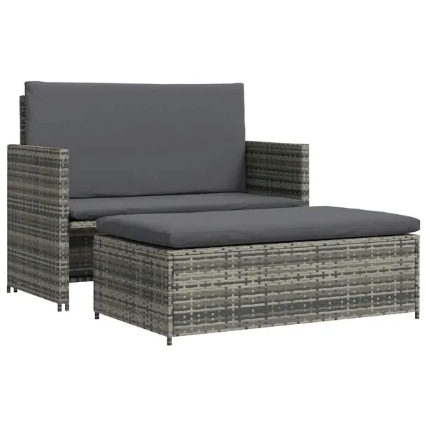 Zestaw mebli ogrodowych polirattan szary 123x117x66 cm