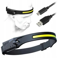 Latarki - Latarka Czołowa Led Reflektor Na Głowę Cob Czarny 600Mah - miniaturka - grafika 1