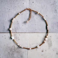 Naszyjniki - Naszyjnik WHITE : choker : summer collection - BIAŁY NASZYJNIK - miniaturka - grafika 1