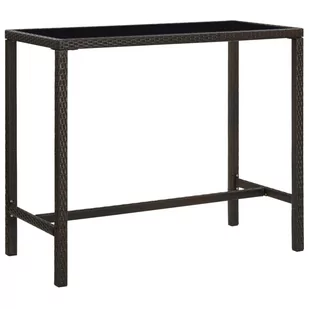 vidaXL Lumarko Ogrodowy stolik barowy, 130x60x110cm, brązowy rattan PE i szkło! 313460 - Stoły ogrodowe - miniaturka - grafika 1