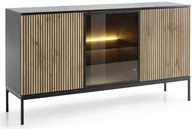 Komody - Komoda Lagos 154cm 3D z metalowymi nóżkami w kolorze Czarnym + LED - miniaturka - grafika 1