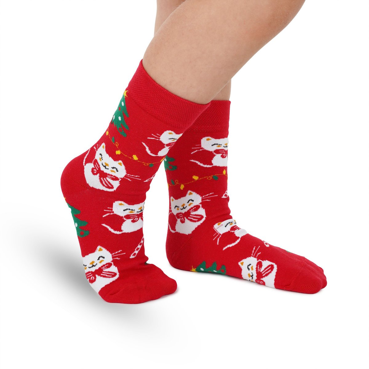 Skarpetki świąteczne w kotki 31-34 świąteczne skarpetki dziecięce w koty