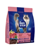 Sucha karma dla kotów - Sucha karma dla dorosłych kotów ze świeżą wołowiną OptiVital 300 g - miniaturka - grafika 1