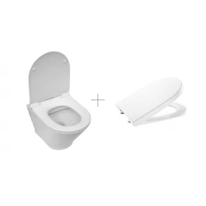ROCA A3460NB000 + A801D22001 GAP Miska WC podwieszana Rimless Round Compacto 48cm + Deska WC Compacto wolnoopadająca Round SUPRALIT - Miski WC - miniaturka - grafika 1