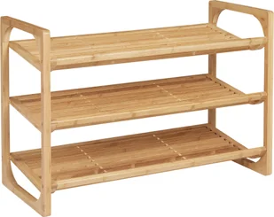HOMCOM Stojak na buty z 3 poziomami, stojak na buty z uchwytem, stojak na buty na maks. 9 par butów, organizer na buty do wejścia, przedpokoju, bambus, 76 x 33 x 51 cm, naturalny - Szafki na buty - miniaturka - grafika 1