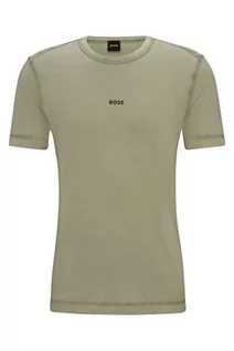 Koszulki męskie - BOSS Męski T-shirt Tokks z bawełnianego dżerseju z efektem wybielania słońca, Light/Pastel Green336, 3XL - grafika 1