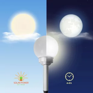 Zestaw 6 Ogrodowych Lampa Solarnych Kula Mleczna śr. 20cm 4 LED - Lampy ogrodowe - miniaturka - grafika 5