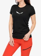 Koszulki i topy damskie - T shirt damski Salewa Solid Dry S/S Tee - black out - miniaturka - grafika 1