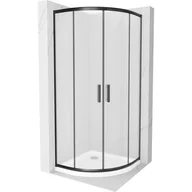 Kabiny prysznicowe - Mexen Rio kabina prysznicowa półokrągła 90x90 cm, szron, czarna + brodzik Flat, biały - miniaturka - grafika 1