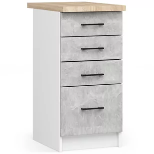 SZAFKA KUCHENNA OLIWIA S 40cm 4S BIAŁA-BETON + BLAT - Meble kuchenne - miniaturka - grafika 1