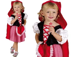 STRÓJ KARNAWAŁOWY Czerwony Kapturek Sukienka z Fartuszkiem 92-104 cm XS - Stroje karnawałowe - miniaturka - grafika 1