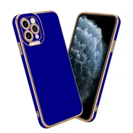 Etui i futerały do telefonów - Etui Do Apple iPhone 11 PRO Porkowiec w Glossy Niebieski - Różowe Złoto Ochrona kamery Obudowa Case Cover TPU Cadorabo - miniaturka - grafika 1