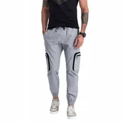Spodnie męskie - Spodnie męskie JOGGERY cargo jasnoszare V8 OM-PAJO-0135 L - miniaturka - grafika 1
