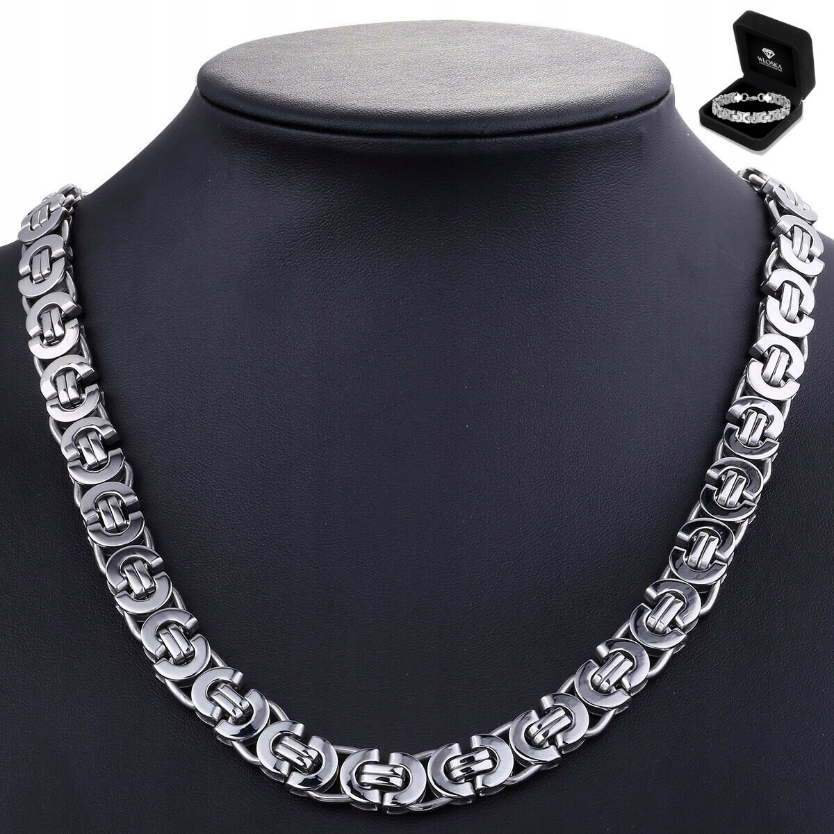 Zdjęcia - Łańcuszek na szyję Łańcuszek Srebrny Męski Łańcuch Królewski Bizantyjski Naszyjnik + Gratis