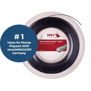 Naciąg do rakiety tenisowej MSV Focus Hex Soft czarny szpula 200 m. 1,25 mm. - Tenis ziemny - miniaturka - grafika 1
