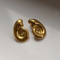 Kolczyki - Kolczyki damskie duże złote muszle ze stali chirurgicznej - miniaturka - grafika 1