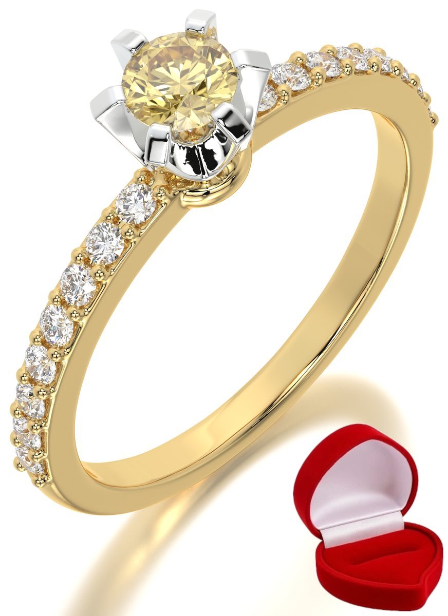 ZŁOTY PIERŚCIONEK ZARĘCZYNOWY 585 14k SZAFIR 0,19 ct + PUDEŁKO R13