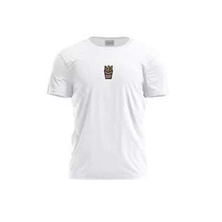 Koszulki męskie - Bona Basics, Męski T-shirt z cyfrowym nadrukiem,% 100 bawełna, biały, na co dzień, męskie topy, rozmiar: S, biały, S - grafika 1