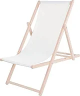 Leżaki ogrodowe - Springos Leżak ogrodowy, drewniany z 3-stopniową regulacją, plażowy, balkonowy, biały UNIWERSALNY - miniaturka - grafika 1