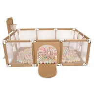 Łóżeczka i kojce - Selonis Boisko BO-100X z piłeczkami 6cm beżowy: pastelowy beż-pastelowy żółty-biały-mięta-pudrowy róż 180x122x62/200piłek Zabawka kojec - miniaturka - grafika 1