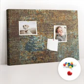 Tablice i flipcharty - Szkolna Tablica korkowa 60x40 cm, Kolorowe Pinezki, wzór Rdza na metalu - miniaturka - grafika 1