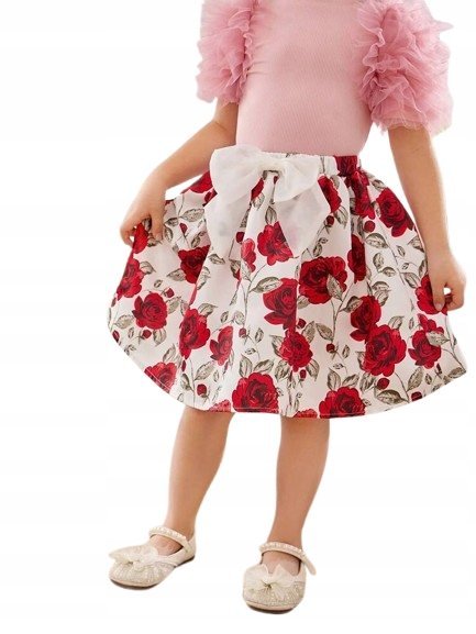 Shein spódnica dziewczęca w kwiatki mini z kokardką 98-104 1BE