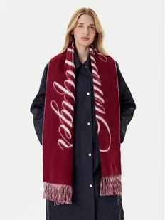 Tommy Hilfiger Szalik Script Logo AW0AW17786 Bordowy - Apaszki i szaliki damskie - miniaturka - grafika 1