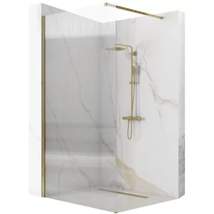 Złota szczotkowana ścianka prysznicowa walk-in 90 cm Aero Intimo Rea _________________RABAT_10%_W_SKLEPIE_________________ - Ścianki i drzwi prysznicowe - miniaturka - grafika 1