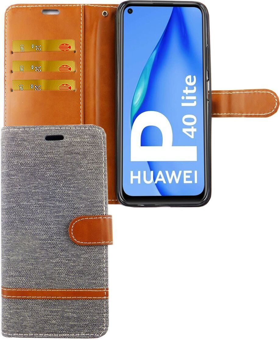 Huawei P40 Lite Etui na telefon komórkowy Etui ochronne Etui na kartę Portfel Szary