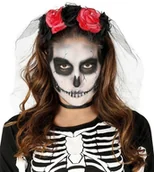 Dodatki do strojów karnawałowych - Opaska Welon Los Muertos Czerwone Róże - miniaturka - grafika 1