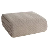 Narzuty - Narzuta imitująca len beżowa 200 x 220 cm - miniaturka - grafika 1