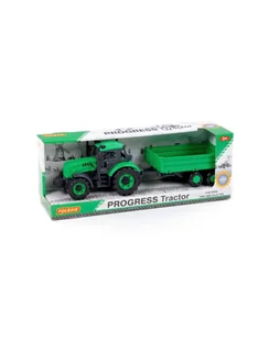 Polesie 91260 Traktor '';Progres''; inercyjny z przyczepą burtową zielony w pudełku - Samochody i pojazdy dla dzieci - miniaturka - grafika 1
