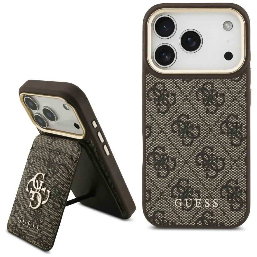 Etui Guess 4G z portfelem Magsafe na iPhone 17 Pro - brązowe