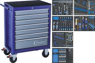 CONDOR Werkzeug Wózek narzędziowy 7 szuflad + 294 narzędzia WC.7029/L02 - Wózki magazynowe - miniaturka - grafika 1