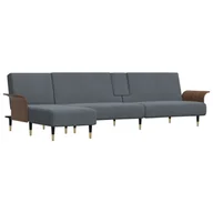 Narożniki - Sofa rozkładana L, ciemnoszara, 279x140x70 cm, aksamit Lumarko! - miniaturka - grafika 1