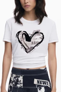 T-SHIRT DAMSKI Z KRÓTKIM RĘKAWEM DESIGUAL BIAŁY - Koszulki i topy damskie - miniaturka - grafika 1