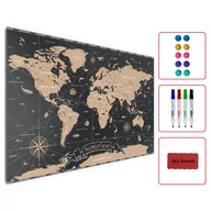 Tablice i flipcharty - Allboards Tablica magnetyczna metalowa MAPA ŚWIATA CZARNA STOLICE 60x40cm MetalBoards blacha z nadrukiem na wszystkie rodzaje magnesów + zestaw akcesoriów GRATI MB64_00026 - miniaturka - grafika 1