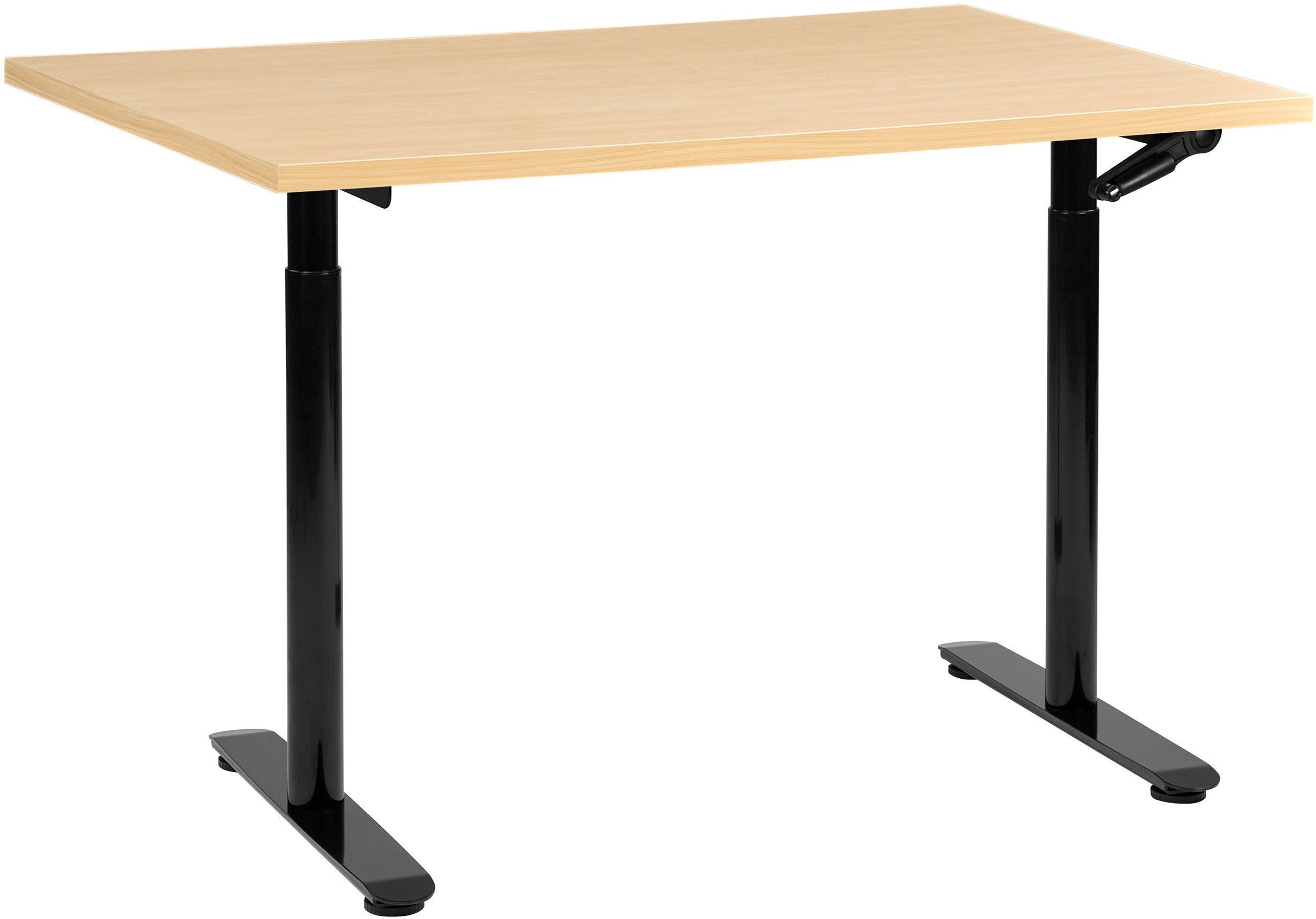 Beliani Biurko regulowane manualnie DESTINAS Czarny/ jasny brąz 120 cm 60 cm