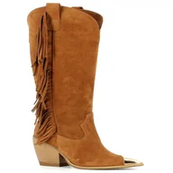 Kozaki damskie - Rude kowbojki z frędzlami CARINII - Carinii - miniaturka - grafika 1