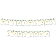 Dekoracje sali - BANER napis Witaj w Domu Córeczko - Proste Litery Biała Lilia Girlanda - miniaturka - grafika 1