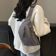 Torebki damskie - TEMU Damska sztruksowa torba na ramię z regulowanym paskiem i kieszenią na zamek - Wielokieszeniowa torebka na telefon, portfel i niezbędniki, - miniaturka - grafika 1